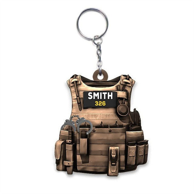Wholesale Acrylic Flat Police Keychain